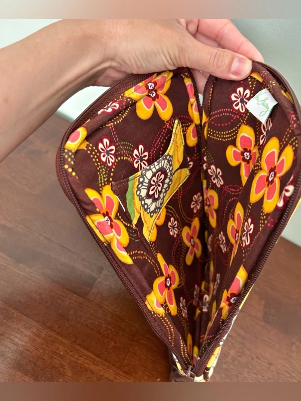 Vera Bradley Quilted E-Reader Tablet Case Sleeve Floral Brown Yellow Pink EUC